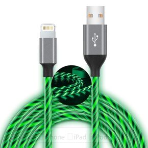 LED iPhone Charger Cord Light Up Lightning Cable | MFi Certified Apple Charger | Cool USB Fast Charging for iPhone 14 13 12 11 Pro Max XR X SE 8 Plus, iPad iPod and More (Purple, 6ft)