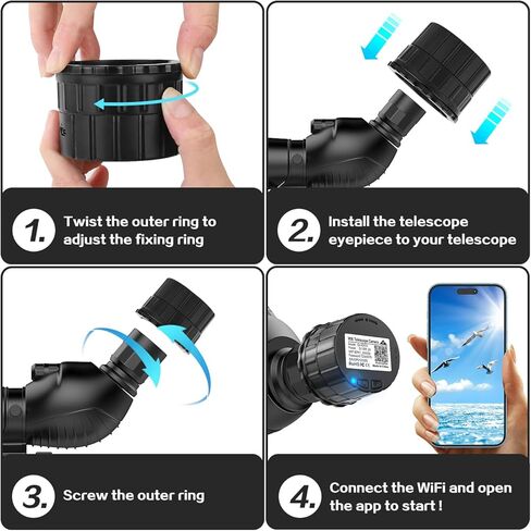 Portable WiFi Electronic Eyepiece-Used for Monocular Telescope; Telescope Photo Adapters; Telescope Accessories; Telescope to Eyepiece; Connected by WiFi with Smartphone in Kuwait