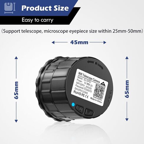 Portable WiFi Electronic Eyepiece-Used for Monocular Telescope; Telescope Photo Adapters; Telescope Accessories; Telescope to Eyepiece; Connected by WiFi with Smartphone in Kuwait
