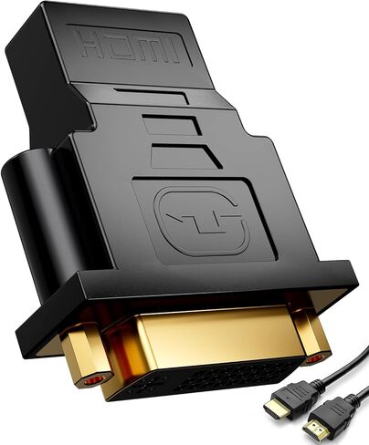 محول PANPEO DVI إلى HDMI، محول DVI أنثى إلى HDMI أنثى ثنائي الاتجاه DVI-I 24+5 منفذ مطلي بالذهب، يدعم 1080P، ثلاثي الأبعاد لـ PS3، PS4، صندوق التلفزيون، Blu-ray، جهاز العرض، HDTV - كابل HD متضمن in Kuwait
