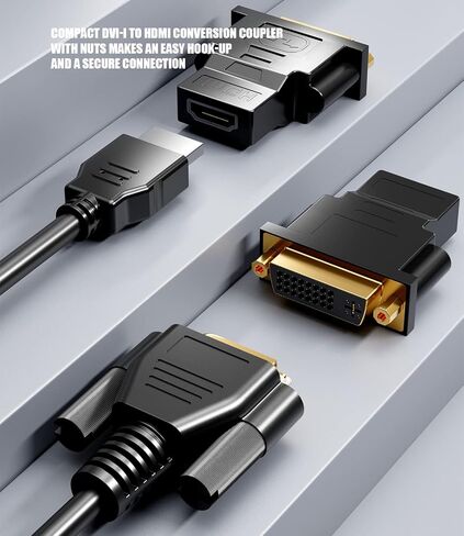 محول PANPEO DVI إلى HDMI، محول DVI أنثى إلى HDMI أنثى ثنائي الاتجاه DVI-I 24+5 منفذ مطلي بالذهب، يدعم 1080P، ثلاثي الأبعاد لـ PS3، PS4، صندوق التلفزيون، Blu-ray، جهاز العرض، HDTV - كابل HD متضمن in Kuwait
