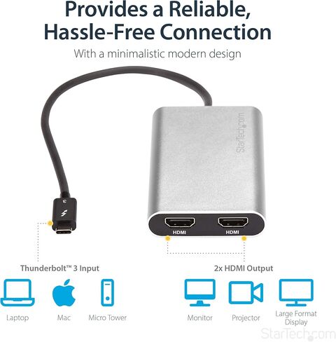 StarTech Thunderbolt to Dual DisplayPort 1.4 Adapter, Dual 4K 60Hz, HDR in Saudi Arabia