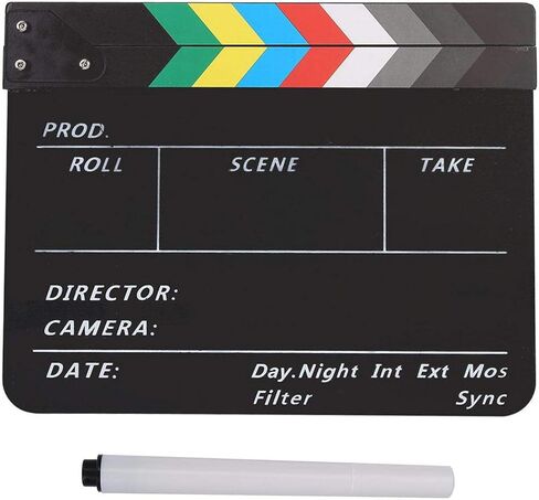 DAUERHAFT أكريليك Clapperboard، مشهد المخرج أكريليك Clapperboard مع قلم، Clapperboard مقاوم للماء، ملحق قطع الفيلم، للفيلم التلفزيوني (أسود) in Saudi Arabia