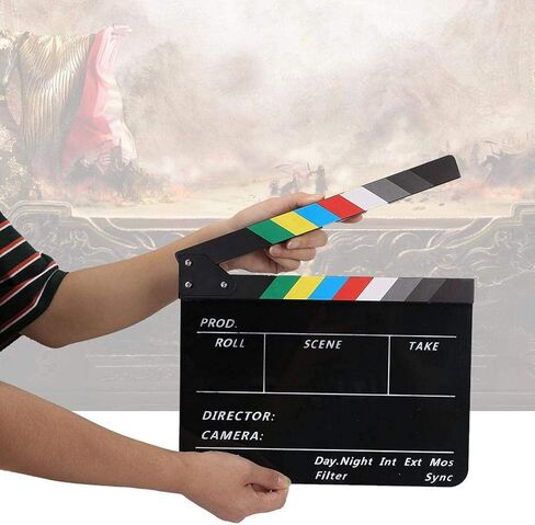 DAUERHAFT أكريليك Clapperboard، مشهد المخرج أكريليك Clapperboard مع قلم، Clapperboard مقاوم للماء، ملحق قطع الفيلم، للفيلم التلفزيوني (أسود) in Saudi Arabia