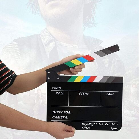 DAUERHAFT أكريليك Clapperboard، مشهد المخرج أكريليك Clapperboard مع قلم، Clapperboard مقاوم للماء، ملحق قطع الفيلم، للفيلم التلفزيوني (أسود) in Saudi Arabia