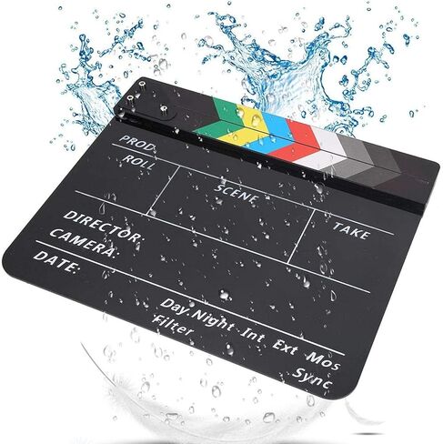 DAUERHAFT أكريليك Clapperboard، مشهد المخرج أكريليك Clapperboard مع قلم، Clapperboard مقاوم للماء، ملحق قطع الفيلم، للفيلم التلفزيوني (أسود) in Saudi Arabia