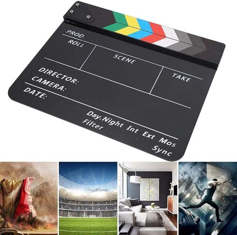 DAUERHAFT أكريليك Clapperboard، مشهد المخرج أكريليك Clapperboard مع قلم، Clapperboard مقاوم للماء، ملحق قطع الفيلم، للفيلم التلفزيوني (أسود) in Saudi Arabia