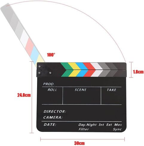 DAUERHAFT أكريليك Clapperboard، مشهد المخرج أكريليك Clapperboard مع قلم، Clapperboard مقاوم للماء، ملحق قطع الفيلم، للفيلم التلفزيوني (أسود) in Saudi Arabia