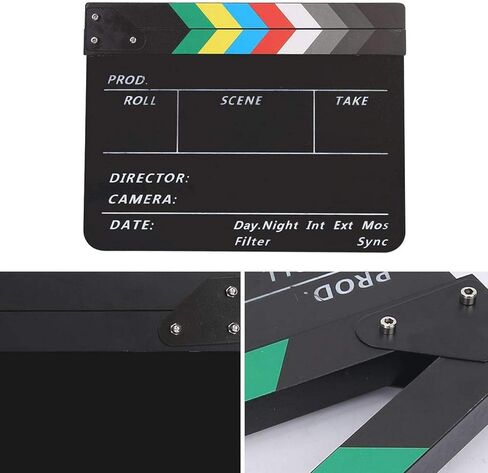 DAUERHAFT أكريليك Clapperboard، مشهد المخرج أكريليك Clapperboard مع قلم، Clapperboard مقاوم للماء، ملحق قطع الفيلم، للفيلم التلفزيوني (أسود) in Saudi Arabia