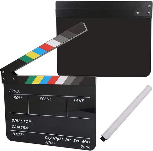 DAUERHAFT أكريليك Clapperboard، مشهد المخرج أكريليك Clapperboard مع قلم، Clapperboard مقاوم للماء، ملحق قطع الفيلم، للفيلم التلفزيوني (أسود) in Saudi Arabia