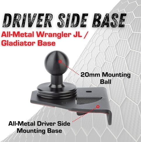 حامل الهاتف الخلوي Bulletpoint Dash Mount متوافق مع 2018-2023 Jeep Wrangler JL (NOT 4xe) و2020-2023 Gladiator Single Ball Mount متوافق مع هاتف iPhone Android الذكي (جانب الركاب) in Kuwait