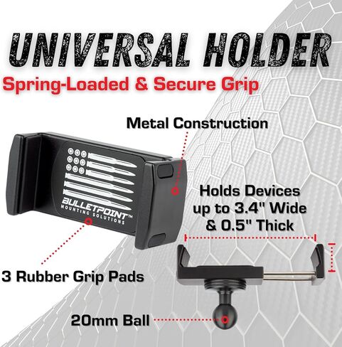 حامل الهاتف الخلوي Bulletpoint Dash Mount متوافق مع 2018-2023 Jeep Wrangler JL (NOT 4xe) و2020-2023 Gladiator Single Ball Mount متوافق مع هاتف iPhone Android الذكي (جانب الركاب) in Kuwait