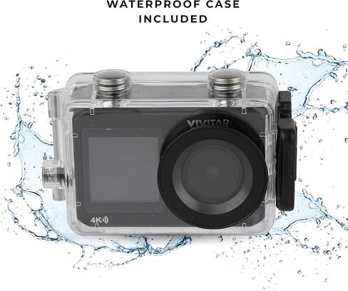 مجموعة كاميرا Vivitar EIS 4K 30FPS بدقة 12 ميجابكسل، كاميرا جسم مقاومة للماء 30 مترًا، حافظة مقاومة للماء، بث واي فاي للهاتف، مع خوذة وحامل دراجة، بطاقة ذاكرة 32 جيجابايت in Saudi Arabia