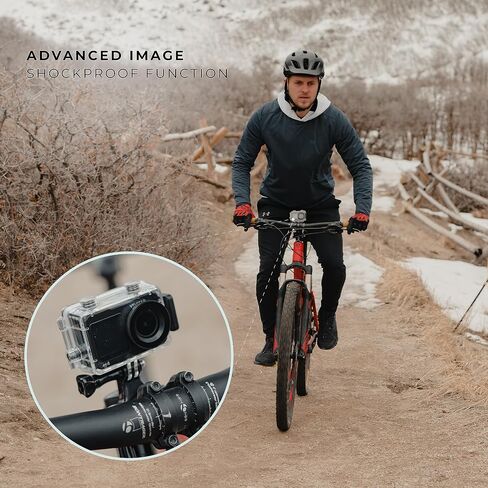 مجموعة كاميرا Vivitar EIS 4K 30FPS بدقة 12 ميجابكسل، كاميرا جسم مقاومة للماء 30 مترًا، حافظة مقاومة للماء، بث واي فاي للهاتف، مع خوذة وحامل دراجة، بطاقة ذاكرة 32 جيجابايت in Saudi Arabia