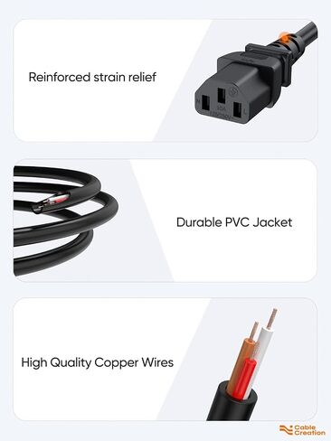 CableCreation 2-Pack 1 Foot NEMA 5-15P to IEC 320 C13 Universal Power Cord in Saudi Arabia