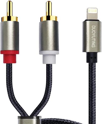 كابل صوت DUOYUTING RCA، هاتف iOS إلى 2 محول صوت ستيريو RCA ذكر لهاتف iPhone/صندوق الصوت/مكبر الصوت/المسرح المنزلي وما إلى ذلك. (3.4 قدم) in Kuwait