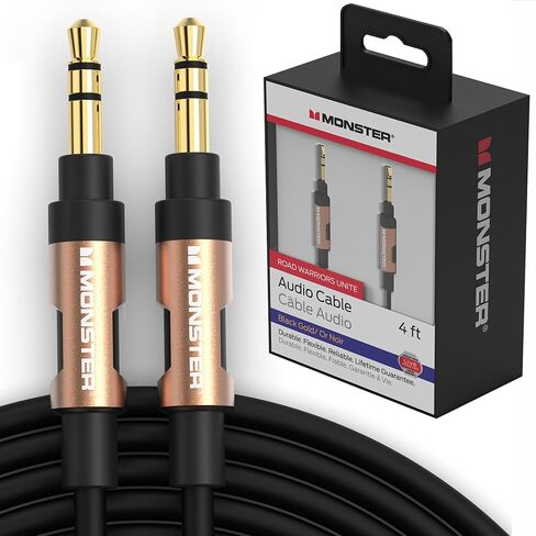 Monster Gen1 Essentials Mini-to-Mini Interconnect Audio Cable 3.5mm Male to Male, 5FT Aux Cord w/Duraflex Jacket, Premium Gold Plated Connectors, Cable for Car, Home, Stereo in Saudi Arabia
