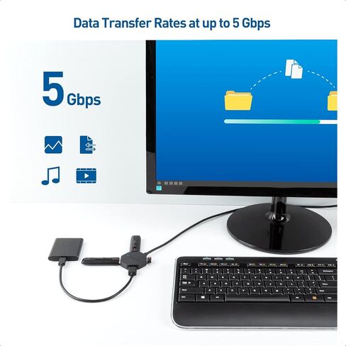 Cable Matters Ultra Mini 4 Port USB C Hub with Long 4 ft Extension Cable Tail (USB C to USB Hub, USB C Hub Long Cord, USB Type C Hub) in Black - Thunderbolt 4 / USB4 / Thunderbolt 3 Port Compatible in Saudi Arabia