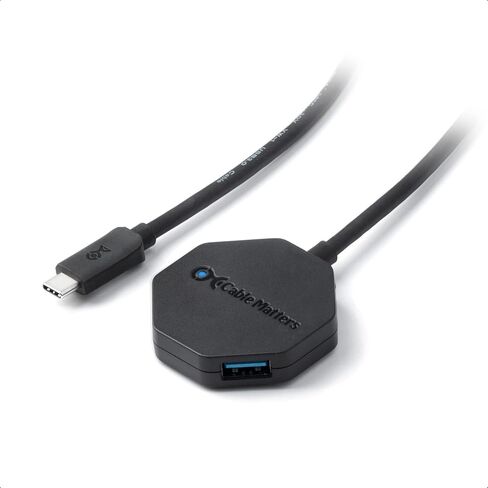 Cable Matters Ultra Mini 4 Port USB C Hub with Long 4 ft Extension Cable Tail (USB C to USB Hub, USB C Hub Long Cord, USB Type C Hub) in Black - Thunderbolt 4 / USB4 / Thunderbolt 3 Port Compatible in Saudi Arabia