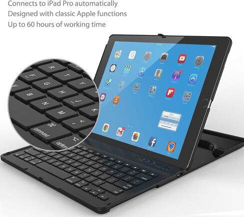 حافظة لوحة المفاتيح ProCase للجيل الأول والثاني iPad Pro 12.9 2017 2015، iPad Pro 12.9 حافظة لوحة المفاتيح اللاسلكية لجهاز iPad Pro 12.9 بوصة (الجيل الثاني والأول) - أسود in Saudi Arabia