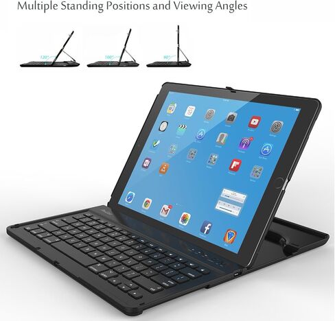 حافظة لوحة المفاتيح ProCase للجيل الأول والثاني iPad Pro 12.9 2017 2015، iPad Pro 12.9 حافظة لوحة المفاتيح اللاسلكية لجهاز iPad Pro 12.9 بوصة (الجيل الثاني والأول) - أسود in Saudi Arabia