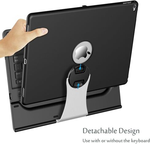 حافظة لوحة المفاتيح ProCase للجيل الأول والثاني iPad Pro 12.9 2017 2015، iPad Pro 12.9 حافظة لوحة المفاتيح اللاسلكية لجهاز iPad Pro 12.9 بوصة (الجيل الثاني والأول) - أسود in Saudi Arabia