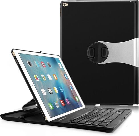 حافظة لوحة المفاتيح ProCase للجيل الأول والثاني iPad Pro 12.9 2017 2015، iPad Pro 12.9 حافظة لوحة المفاتيح اللاسلكية لجهاز iPad Pro 12.9 بوصة (الجيل الثاني والأول) - أسود in Saudi Arabia