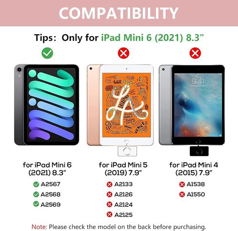 حافظة HOTLIFE iPad Mini 6 مع لوحة مفاتيح، حافظة لوحة مفاتيح تعمل باللمس لجهاز iPad Mini الجيل السادس 2021 مقاس 8.3 بوصة، غطاء واقٍ قابل للدوران 360 درجة - رفيع وواقي لجهاز iPad Mini (الجيل السادس 2021) اللوحي in Kuwait
