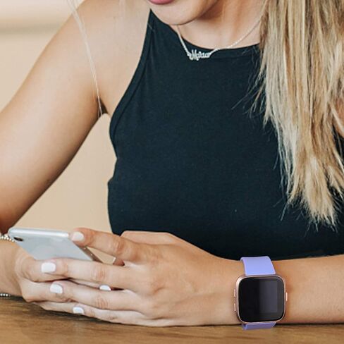 Mugust Sport Bands Compatible with Fitbit Versa 2 / Fitbit Versa/Versa Lite/Versa SE, Classic Soft Silicone Replacement Wristbands Straps for Fitbit Versa 2 Smart Watch Women Men (Small,Light Pink) in Kuwait