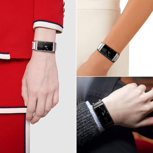 سوار معصم Fitbit Charge 2، سوار ساعة ذكي بديل من الفولاذ المقاوم للصدأ مع مشبك قابل للطي بزر مزدوج لـ Fitbit Charge 2 (فضي + ذهبي) in Kuwait