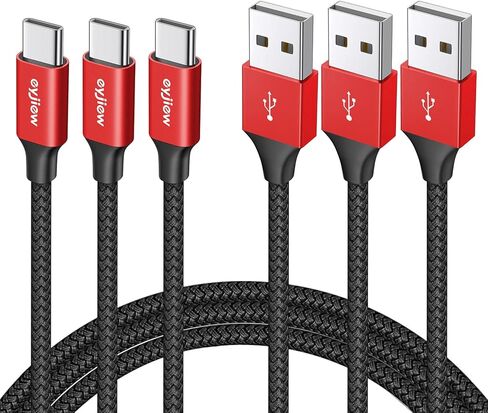 كابل USB من النوع C [3 أقدام، 3 حزم]، سلك eyjiew USB A إلى USB C 3A شحن سريع مضفر متوافق مع Samsung Galaxy S22/S22 Ultra S21/S21+/S21 Ultra S20/S20+ S10 S9 A71 A72 A70 A80 A90، بكسل، إل جي، موتو in Kuwait