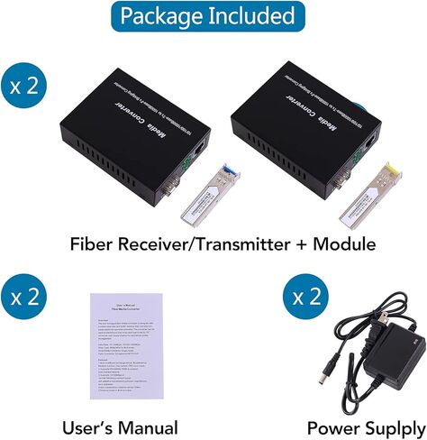 2 حزمة من أجهزة إرسال واستقبال الألياف، 1.25 جيجا/ثانية Bidi Gigabit محول وسائط إيثرنت من الألياف أحادي الوضع مع 2 قطعة Bidi SFP LC وحدة متضمنة، 10/100/1000Base-Tx إلى 1000Base-SX SMF RJ45 إلى فتحة SFP تصل إلى 30KM in Kuwait