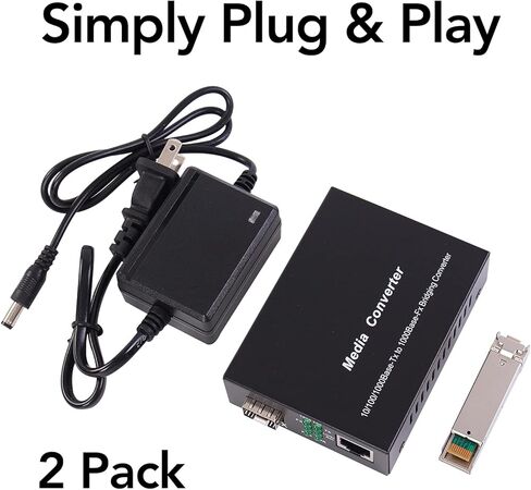 2 حزمة من أجهزة إرسال واستقبال الألياف، 1.25 جيجا/ثانية Bidi Gigabit محول وسائط إيثرنت من الألياف أحادي الوضع مع 2 قطعة Bidi SFP LC وحدة متضمنة، 10/100/1000Base-Tx إلى 1000Base-SX SMF RJ45 إلى فتحة SFP تصل إلى 30KM in Kuwait