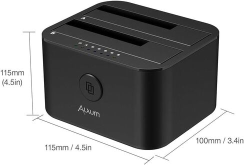 الكسوم قاعدة شحن القرص الصلب USB C وUSB A، بمنفذين USB 3.0 الى ساتا مع وظيفة استنساخ بدون اتصال لهارد ديسك SSD مقاس 2.5 انش و3.5 انش، مزودة بكبلين USB A وUSB C in Kuwait