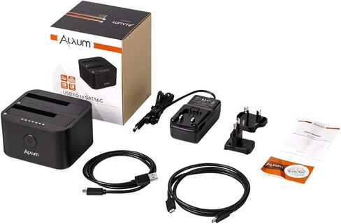 الكسوم قاعدة شحن القرص الصلب USB C وUSB A، بمنفذين USB 3.0 الى ساتا مع وظيفة استنساخ بدون اتصال لهارد ديسك SSD مقاس 2.5 انش و3.5 انش، مزودة بكبلين USB A وUSB C in Kuwait