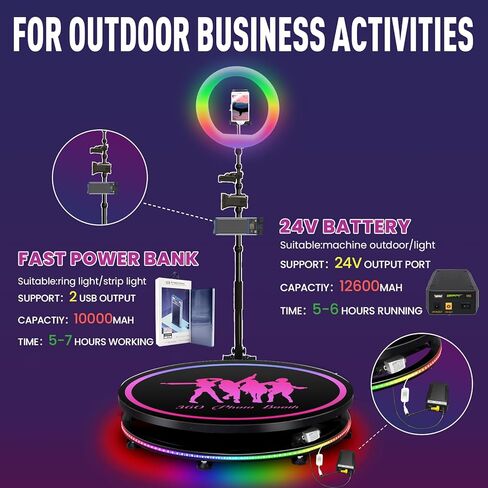 الة تصوير 360 درجة من زانوجي مع بطارية وتطبيق للحفلات، كشك كاميرا بطيئة الحركة 68 سم لشخصين مع بدلة فاخرة وشعار مغناطيسي مخصص، تحكم عن طريق جهاز التحكم عن بعد او التطبيق، 26.8 انش - دولايز in Kuwait