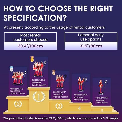 الة تصوير 360 درجة من زانوجي مع بطارية وتطبيق للحفلات، كشك كاميرا بطيئة الحركة 68 سم لشخصين مع بدلة فاخرة وشعار مغناطيسي مخصص، تحكم عن طريق جهاز التحكم عن بعد او التطبيق، 26.8 انش - دولايز in Kuwait