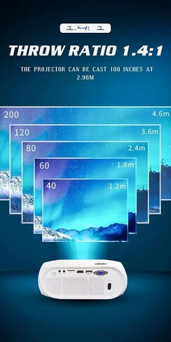 جهاز عرض محمول محمول يعمل بالواي فاي بدقة 1080P للافلام المنزلية والخارجية مع زووم لنظام Android iOS ويندوز PS5 لابتوب تي في ستيك متوافق مع HDMI وUSB وVGA والصوت وبطاقة TF وايه في in Saudi Arabia