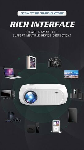 جهاز عرض محمول محمول يعمل بالواي فاي بدقة 1080P للافلام المنزلية والخارجية مع زووم لنظام Android iOS ويندوز PS5 لابتوب تي في ستيك متوافق مع HDMI وUSB وVGA والصوت وبطاقة TF وايه في in Saudi Arabia