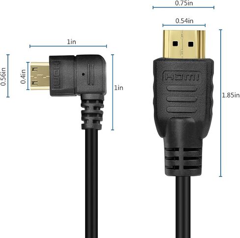 UCEC كابل HDMI صغير ملفوف بزاوية يمين إلى HDMI ذكر يدعم سرعة 3D 1080p إيثرنت وإرجاع الصوت in Saudi Arabia