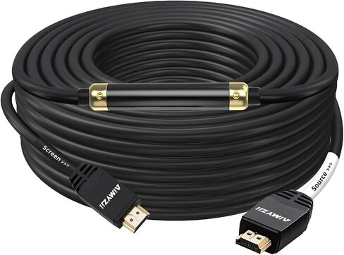 كابل Aimyzii HDMI بطول 100 قدم 4K HDMI 2.0 مع معزز إشارة مدمج يدعم 4K 3D 2160P 1080P HDCP2.2 Ethernet ARC وعرض النطاق الترددي 18 جيجابت في الثانية - أسود in Kuwait