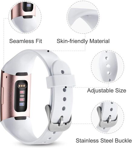 GEAK Compatible with Fitbit Charge 3 Bands for Women Men, Slim Soft Silicone for Fitbit charge 3 Bands/Charge 3 SE/Charge 4 Smart Watch Band, Small Black in Kuwait