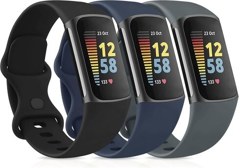 3 Pack Sport Bands Compatible with Fitbit Charge 6 Bands/Fitbit Charge 5 Bands Women Men, Classic Soft Replacement Straps Wristbands for Fitbit Charge 6/5 Advanced Fitness & Health Tracker in Kuwait