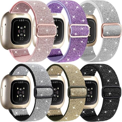 أربطة نايلون مرنة متوافقة مع Fitbit Versa 4/Versa 3/Sense 2/Sense، حزام معصم رياضي مضفر من النايلون قابل للتعديل وقابل للتنفس للنساء والرجال in Kuwait