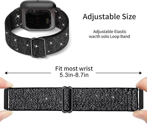 أربطة نايلون مرنة متوافقة مع Fitbit Versa 4/Versa 3/Sense 2/Sense، حزام معصم رياضي مضفر من النايلون قابل للتعديل وقابل للتنفس للنساء والرجال in Kuwait