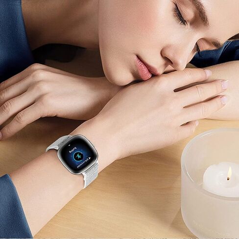 أربطة نايلون مرنة متوافقة مع Fitbit Versa 4/Versa 3/Sense 2/Sense، حزام معصم رياضي مضفر من النايلون قابل للتعديل وقابل للتنفس للنساء والرجال in Kuwait