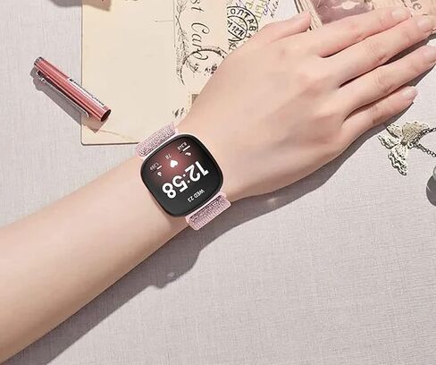 أربطة نايلون مرنة متوافقة مع Fitbit Versa 4/Versa 3/Sense 2/Sense، حزام معصم رياضي مضفر من النايلون قابل للتعديل وقابل للتنفس للنساء والرجال in Kuwait