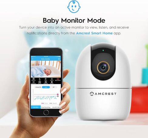 Amcrest 4MP WiFi Camera Indoor Camera, Sound & Baby Monitor, Human & Pet Detection, Motion-Tracking, w/ 2-Way Audio, Phone App, Pan/Tilt Wireless IP, Night Vision, Smart Home ASH41-W in Saudi Arabia
