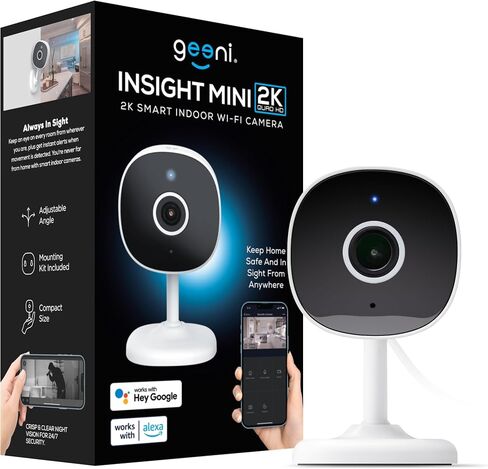 Geeni Insight Smart Security Camera for Home - 2K Quad HD, Wi-Fi, Motion Detection, Night Vision, Two-Way Audio - Baby Monitor, Cloud & SD Card Storage, Compatible with Alexa & Google Home in Kuwait