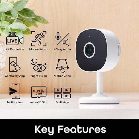 Geeni Insight Smart Security Camera for Home - 2K Quad HD, Wi-Fi, Motion Detection, Night Vision, Two-Way Audio - Baby Monitor, Cloud & SD Card Storage, Compatible with Alexa & Google Home in Kuwait
